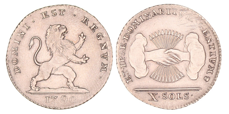 Halve gulden of 10 sols. Verenigde Belgische Staten. 1790 - lang omschrift. UNC ...