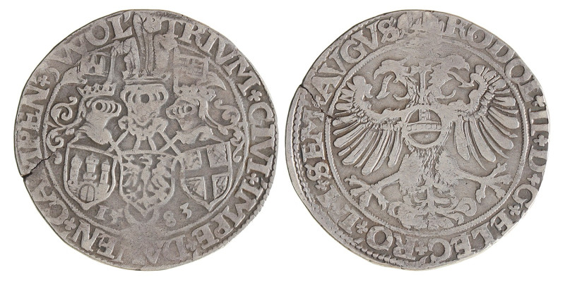 Arendrijksdaalder. De Drie steden. Rudolf II. 1583. Fraai / Zeer Fraai.
Slagbar...