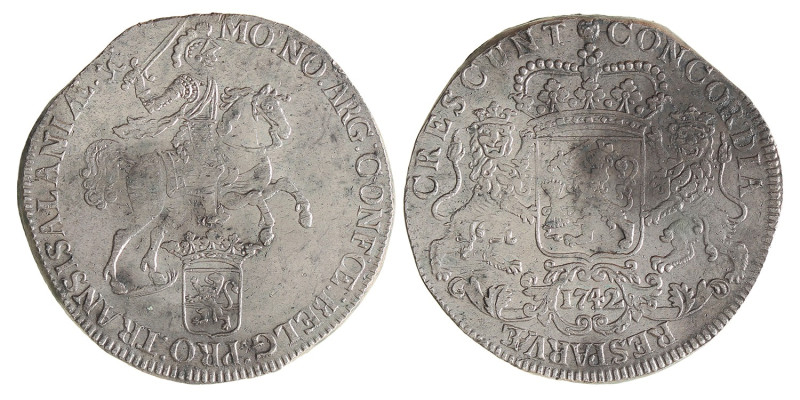 Dukaton of zilveren rijder. Overijssel. 1742. Zeer Fraai +.
CNM 2.38.80. Delm. ...