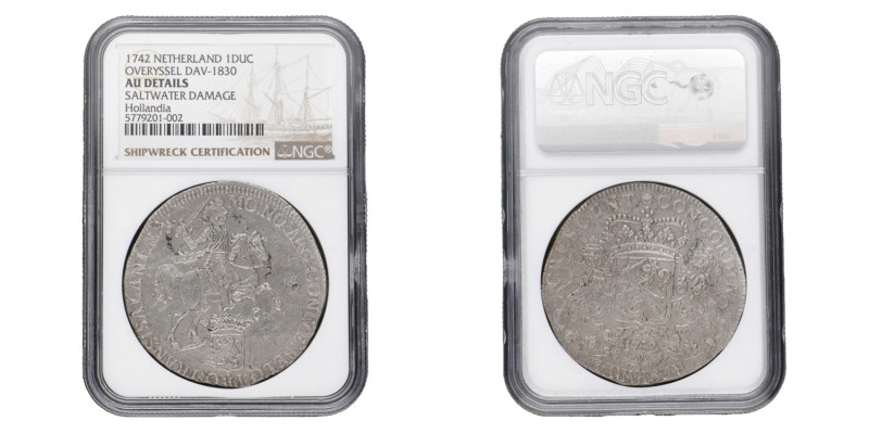 Dukaton of zilveren rijder 'Hollandia'. Overijssel. 1742. Prachtig.
NGC graded:...