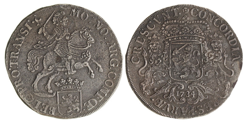 Dukaton of zilveren rijder. Overijssel. 1734. Zeer Fraai / Prachtig.
Geoxideerd...