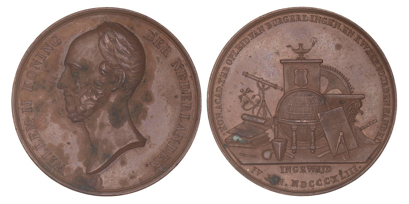 Nederland. 1843. Inwijding van de Koninklijke Academie ter opleiding van Burgerl...