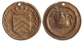 Nederland. Den Helder. Z.j. Brandspuitpenning.
Met draaggat. Gegoten. AE. Dirks CXXXVII.5. 42,87 mm. 27,71 g. Zeer Fraai.
