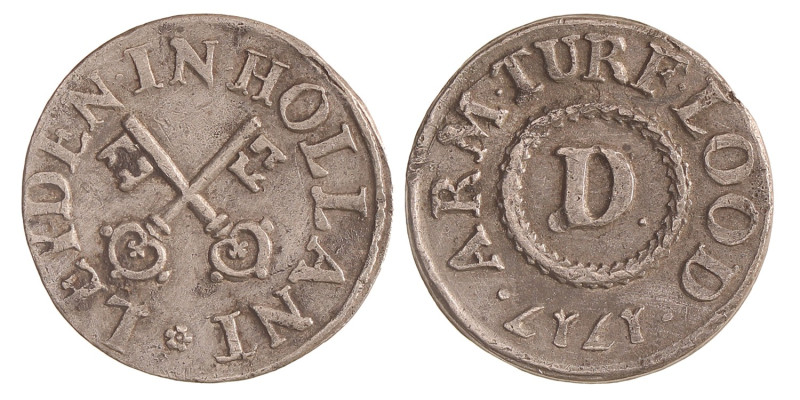 Nederland. Leiden. 1717. Armen / Turfloodje van Huiszittenhuis 'D'.
Pb. 26,31 m...