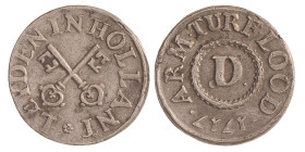 Nederland. Leiden. 1717. Armen / Turfloodje van Huiszittenhuis 'D'.
Pb. 26,31 mm. 7,09 g. Zeer Fraai / Prachtig.