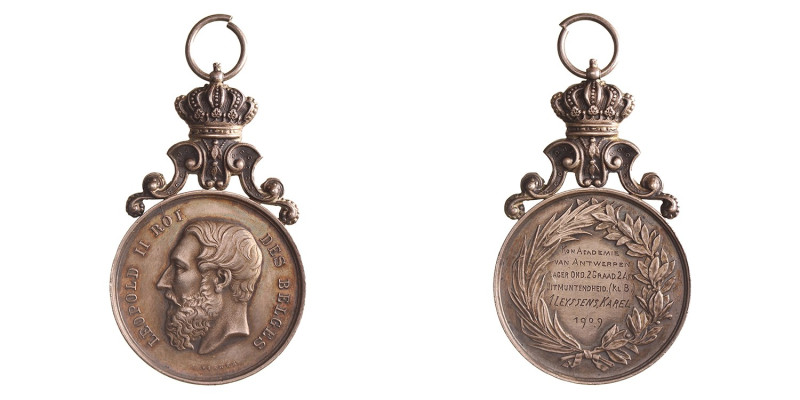 Belgium. 1909. Penning voor uitmuntendheid van de Kon. Academie van Antwerpen La...