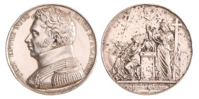 France. Lille. 1822. Institution of the monument in remembrance of the duke of Berry.
Cleaned. Ar. 50,56 mm. 82,39 g. VF / XF.