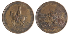 German states. Prussia. 1757. The victory of Frederick the Great at the battle of Rosbach and Lissa.
AE. 48,24 mm. 37,63 g. AU.