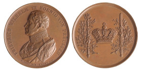 German states. Prussia. N.D. (1829). Medal with Friedrich Wilhelm III.
AE. 41,11 mm. 52,85 g. UNC.