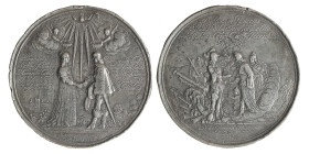 Great Britain. 1641. Mariage of Wiliam III and Mary.
Zinc restrike. Zn. 72,40 mm. 65,16 g. F / VF.