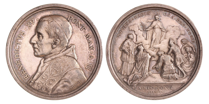 Italian states. Papal states. 1916. Year medal An. II. Praying for peace.
Ar. 4...