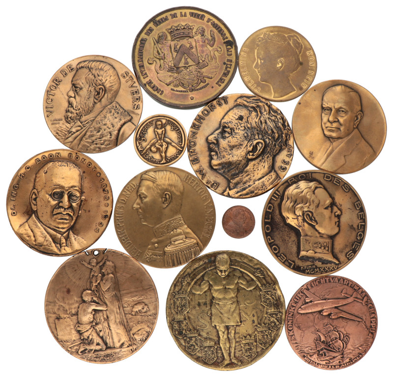 Belgium and the Netherlands. 20th century. Lot (13) mostly remembrance medals.
...