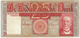 Nederland. 25 gulden . Bankbiljet. Type 1931. Type Mees. - Fraai.
(Alm. 76-1). (AV 48.1 / PL 61.a). Serienummer AM093407. - Fraai.