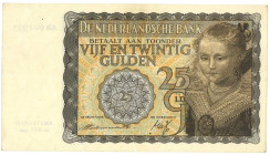 Nederland. 25 gulden . Bankbiljet. Type 1940. Type Prinsesje I. - Zeer Fraai.
(Alm. 77-1). (AV 49.1 / PL 62.a). Serienummer AR001995. - Zeer Fraai.