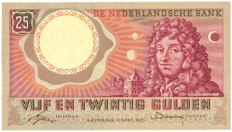 Nederland. 25 gulden . Bankbiljet. Type 1955. Type Huygens. - Fraai +.
(Alm. 83...