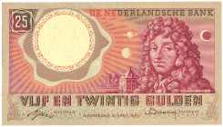 Nederland. 25 gulden . Bankbiljet. Type 1955. Type Huygens. - Fraai +.
(Alm. 83-1b). (AV 55.1b / PL 68.c). Serienummer AKO071290. - Fraai +.