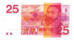 Nederland. 25 gulden. Bankbiljet. Type 1971. Type Sweelinck. - Nagenoeg UNC.
(Alm. 84-1). (AV 56.1b.2 / PL 70.b2). Serienummer 8113913055. - Nagenoeg...