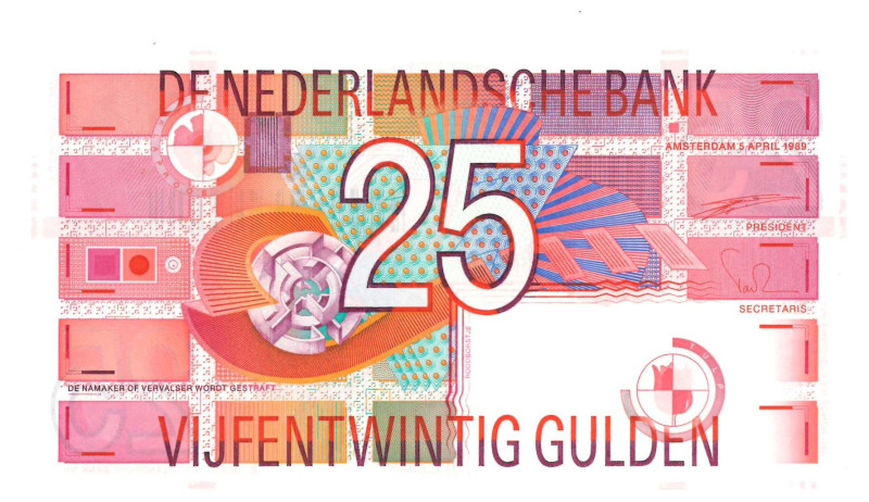 Nederland. 25 gulden . Bankbiljet. Type 1989. Type Roodborstje. - UNC.
(Alm. 85...