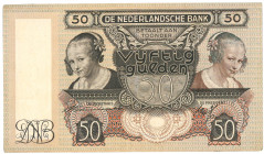 Nederland. 50 gulden . Bankbiljet. Type 1941. Type Oestereetster. - Zeer Fraai.
(Alm. 97-1). Serienummer BC080681. - Zeer Fraai.