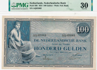 Nederland. 100 gulden. Bankbiljet. Type 1921. Type Grietje Seel. - Zeer Fraai.
(Alm. 116-2). (AV 80.1b.2 / PL 96.b2). Serienummer AQ025963. PMG-30. -...