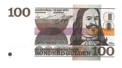Nederland. 100 gulden . Bankbiljet. Type 1970. Type Michiel de Ruyter. - Prachtig.
(Alm. 122-1). (AV 86.1b.2 / PL 103.c). Serienummer 3812530536. - P...