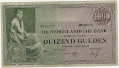 Nederland. 1000 gulden . Bankbiljet. Type 1926. Type Grietje Seel. - Zeer Fraai.
(Alm. 152-3). (AV 106A.3 / PL 124.c). Serienummer AU 090919. miniem ...