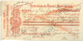 Netherlands-Indies. 2040 gulden . bill of exchange. Type 1873. Type Batavia. - Very fine.
Serienummer 13463. With stamp on backside. - Very fine.