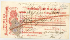 Netherlands-Indies. 11000 gulden. bill of exchange. Type 1875. Type Batavia. - Fine .
Serienummer 432. with 2 stamps on frontside. - Fine .