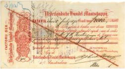 Netherlands-Indies. 2010 gulden . bill of exchange. Type 1875. Type Batavia. - Fine +.
Serienummer 411. With stamp on frontside. - Fine +.