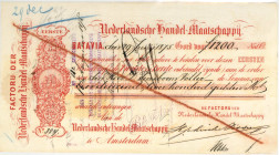 Netherlands-Indies. 1200 gulden. bill of exchange. Type 1875. Type Batavia. - Very fine.
Serienummer 384. Without stamp. - Very fine.