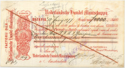 Netherlands-Indies. 4000 gulden. bill of exchange. Type 1877. Type Batavia. - Fine .
Serienummer 1619. With 2 gulden stamp on the backside. - Fine .
