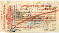 Netherlands-Indies. 3045 gulden. bill of exchange. Type 1879. Type Batavia. - Fine -.
Serienummer 3476. With 2 stamps on frontside. - Fine -.