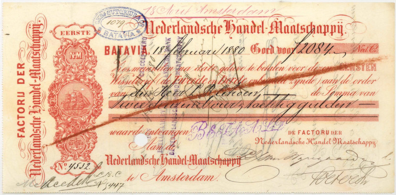 Netherlands-Indies. 2084 gulden . bill of exchange. Type 1880. Type Batavia. - V...