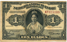 Netherlands-Indies. 1 gulden. Currency note. Type 1919. Type Wilhelmina I. - Fine / Very fine.
(M. 160.b / Pick 100.a / PL NI 19.1b). Serienummer KF0...