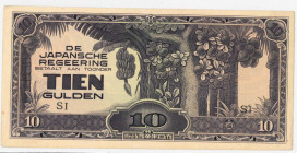 Netherlands-Indies. 10 gulden . Banknote. Type 1942. Type Japanese occupation. - Very fine -.
(M. 206.b / Pick 125.c / PL NI 25.7.b2). Serienummer SI...