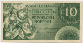 Netherlands-Indies. 10 gulden . Banknote. Type 1946. - Very fine.
(M. 150.a / Pick 89 / PL NI 29.2.a). Serienummer HP019593. green, 2 letters, 6 numb...