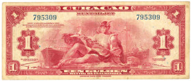 Curacao. 1 gulden . Currency note. Type 1942. Type Signature Wouters - Franke. - Fine / Very fine.
(Pick 35.a / PL NA 12.1a). Serienummer 795309. - F...