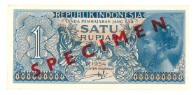 Indonesia. 1 rupiah. Banknote. Type 1954. - UNC.
Serienummer XAB008846. Specimen. - UNC.