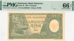 Indonesia. 25 rupiah. Banknote. Type 1964. - UNC.
(Pick 95). Serienummer DAZ060169. PMG 66EPQ. - UNC.