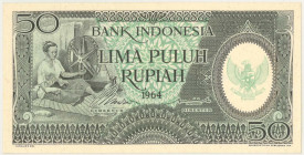 Indonesia. 50 rupiah. Banknote. Type 1964. - About UNC.
(M. 485 / Pick 96). Serienummer FBO076302. - About UNC.