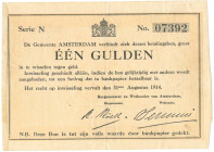 Nederland. 1 gulden . Bon. Type 1914. Type Amsterdam. - Fraai.
Serienummer N07392. - Fraai.