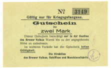 Germnay. 2 mark. Banknote. Type ND. Type Bremer vulkan. - UNC.
Serienummer 3149. - UNC.