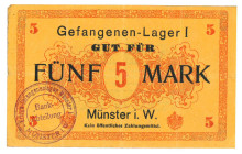 Germany. 5 mark. Banknote. Type ND. Type Münster. - Very fine -.
Very fine -.