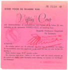 Nederland. 50 cent. Waardebon. Type 1940. Type Simpelveld. - Zeer Fraai -.
Serienummer 2458. Stempel onbruikbaar. - Zeer Fraai -.