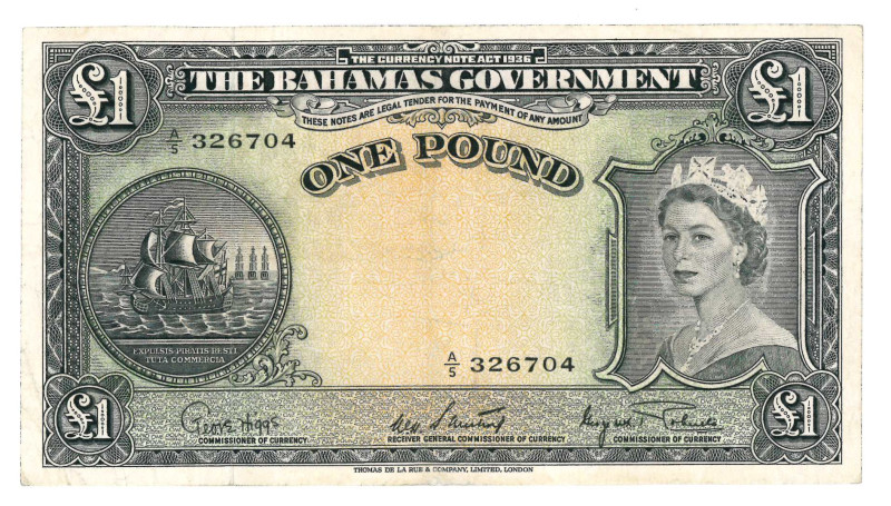 Bahamas. 1 pound. Banknote. Type ND. - Very fine.
Serienummer A/S 326704. - Ver...