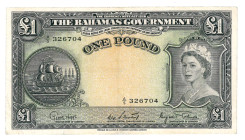 Bahamas. 1 pound. Banknote. Type ND. - Very fine.
Serienummer A/S 326704. - Very fine.