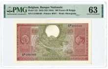 Belgium. 100 Francs. Banknote. Type 1943. - UNC.
Serienummer U2169540. PMG 63. - UNC.