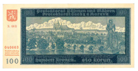 Czechoslovakia. 100 korun. Banknote. Type 1938. - UNC.
Serienummer S 08B 040663. - UNC.