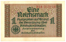Germany. 1 reichsmark. Banknote. Type 1940. - Extremely fine.
(M. A02-1 / Pick R136.a / PL 1300.2.a). Serienummer 315-313118. - Extremely fine.