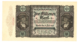 Germany. two million mark. Banknote. Type 1923. - UNC.
Serienummer 177334. - UNC.